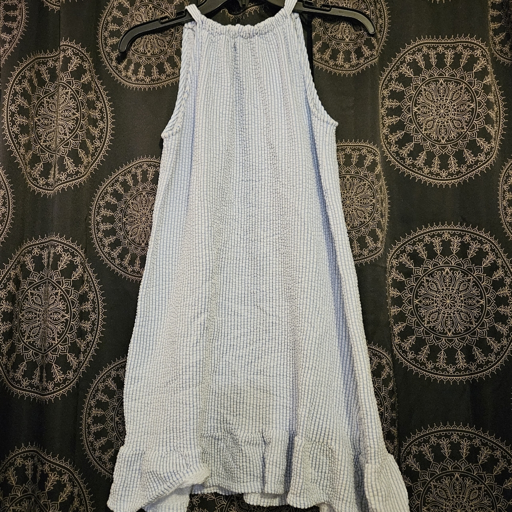 Blue and White Halter Dress